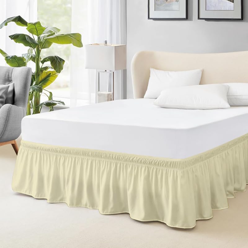 YUMEVIBE - Microfiber Around Skirt | Solid Easyfit Twin Size 18 Inch Drop Tailored Wrinkle Fade Resistance Soft Fabric Stylish Design Bedskirts- (Ivory, 39 * 75 in)-image-28