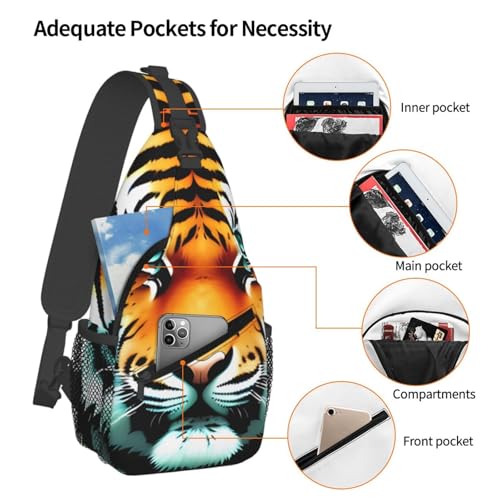 Bolso Sling Cross Chest Little Fat Tiger Head negro miniatura 4