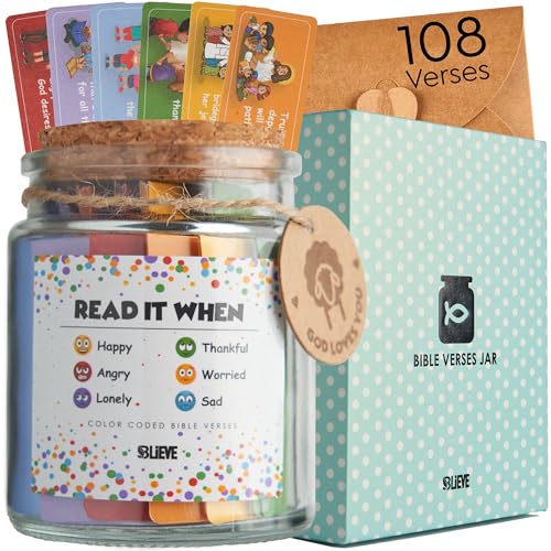 BLIEVE- Read Me When Bible Verses Jar For Daily Encouragement Gifts For Son & Daughter Birthday Inspirational Christian Gift