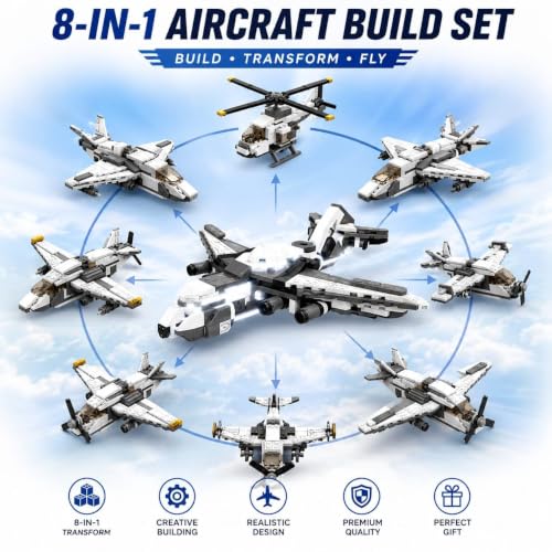 Image of SKY LINE OCEAN Mega Airplane Sets for Kids (8 in 1 Plane 42212 658+ Pcs)