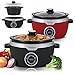 Digitaler Slow Cooker 3,5 L mit Timer, Warmhaltefunktion, Schongarer, Dampfgarer, Schmortopf, Gartopf, Sous Vide, retro Schwarz