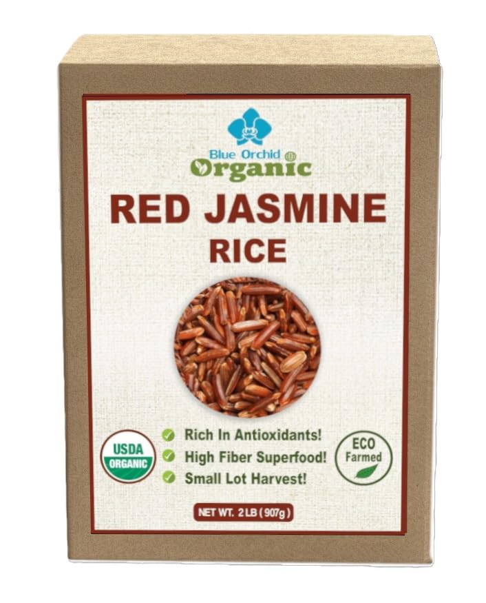 Organic Thai Red Jasmine Rice - Gluten Free - Preservative Free - Small Lot Farmed from Thailand - 2 LB