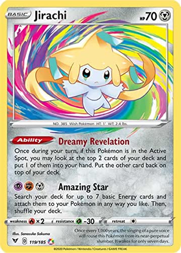 Jirachi 119/185 Amazing Rare Pokemon Card (SWSH04 Vivid Voltage) +