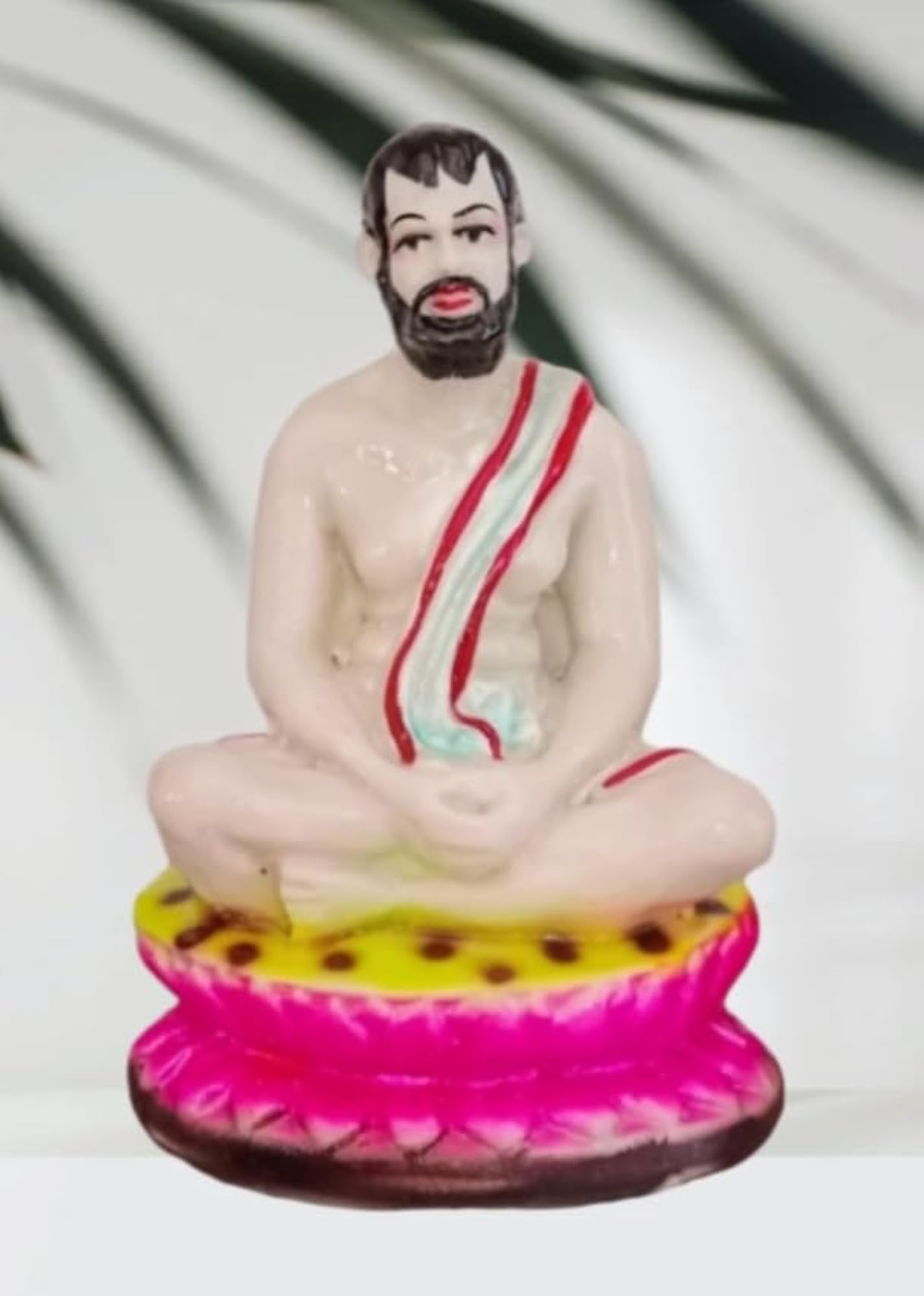 Ramakrishna Paramhansa Statue, Meditation Pose, Colorful Lotus Base