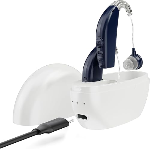 Miniatura 1 de Amplificador auditivo digital (par de 2) amplificador de sonido de mejora auditiva personal, amplificador auditivo digital recargable con batería de