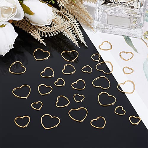 UNICRAFTALE 30Pcs 3 Sizes 10.5/14/18mm Stainless Steel Linking Rings Heart Charms Hollow Ring Charm Metal Linking Charm Frame Pendant Connectors Links for Jewelry Making - Image 3