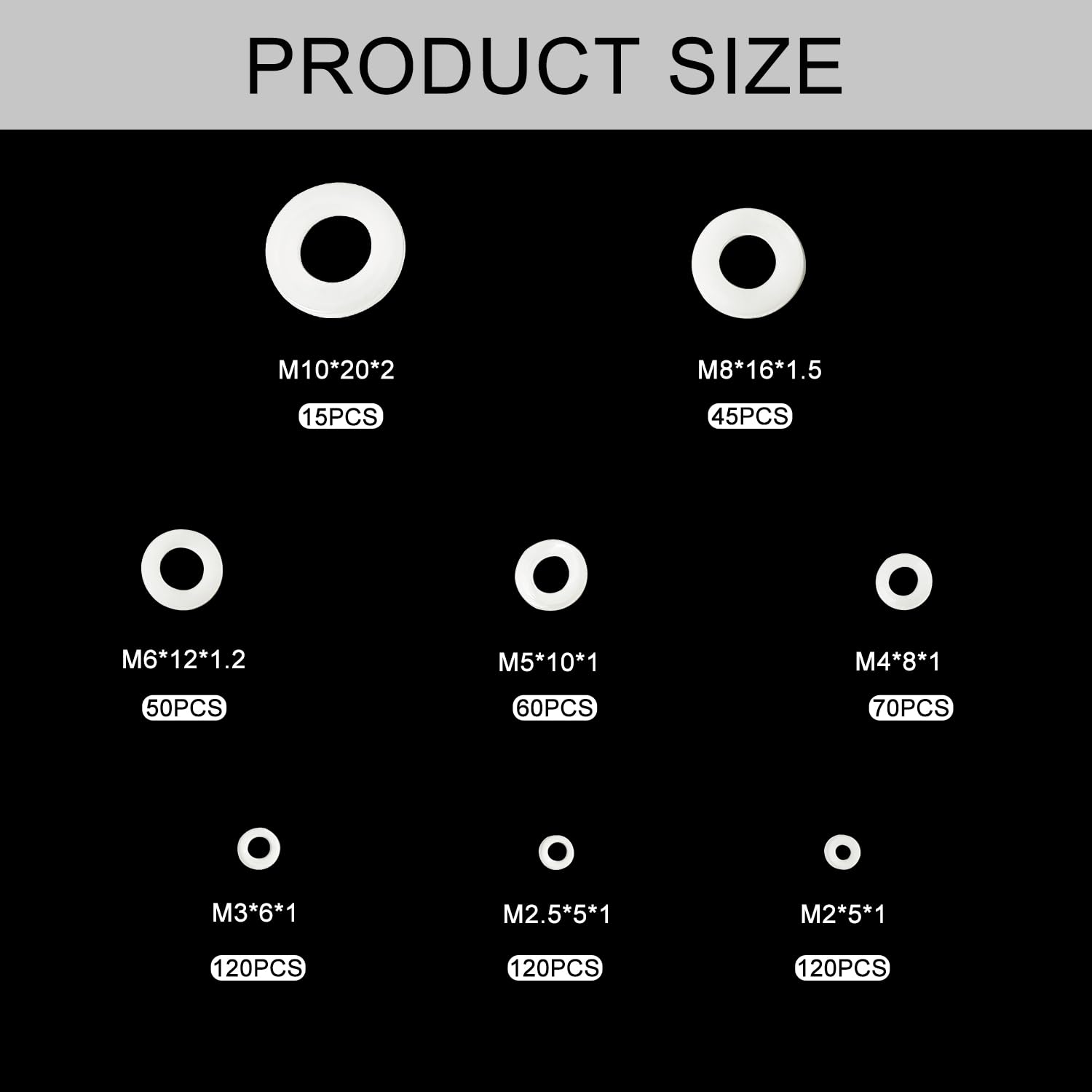 YIXISI 600 Pezzi Bianca Guarnizione in Nylon, Rondella Piatta Plastica Assortimento kit, Distanziatore circolare isolante, M2 M2.5 M3 M4 M5 M6 M8 M10 per Meccanica