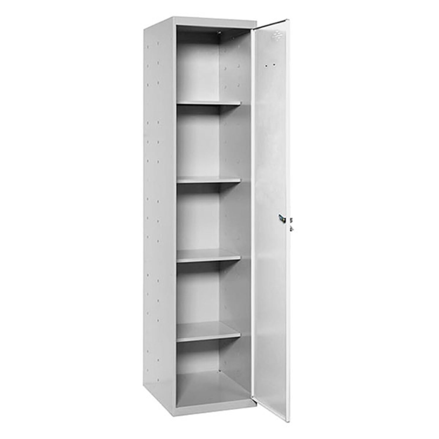 Simon Rack Armoire Metallique, Armoire de Rangement, 1800x400x400 mm, 1 Porte, avec 4 Étagères, Gris/Blanc - Simonlocker