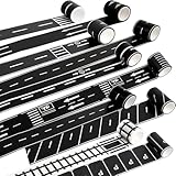Haconba 10 Rolls Kids Road Tape Set Highway Road Tape Traffic Track Railway Tape Black Parking Spot Tape for Kids Birthday Racing Themed Party Decor, 10 Styles