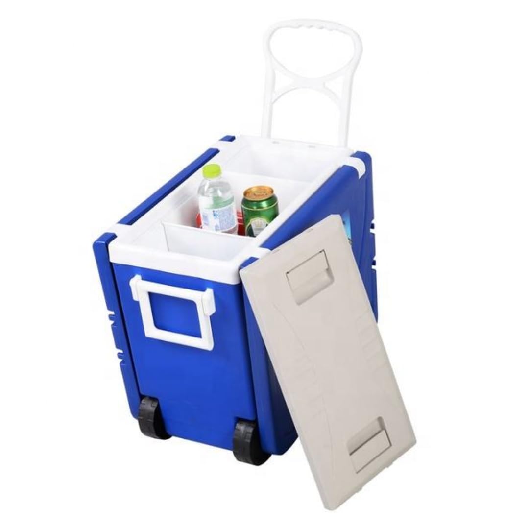 Generico Tavolo Picnic Pieghevole con Frigo 28 L e 2 Sgabelli | Richiudibile