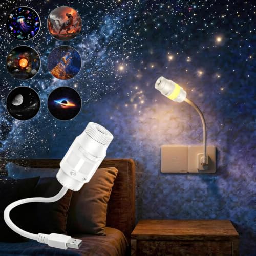 Crebeau HD 5D holografischer Galaxie Sternprojektor, USB Sternenhimmel Projektor Lampe, Um 360° Verstellbar Galaxy Projector… – Ansicht 1