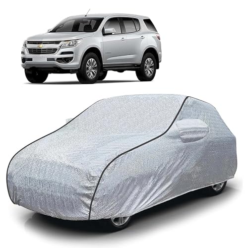 Image of Sulfar 100% Waterproof Car Body Cover Compatible with Mirror for Chevrolet Trailblazer (Triple Stitched, Full Bottom Elastic, Magic Silver with Black Piping)