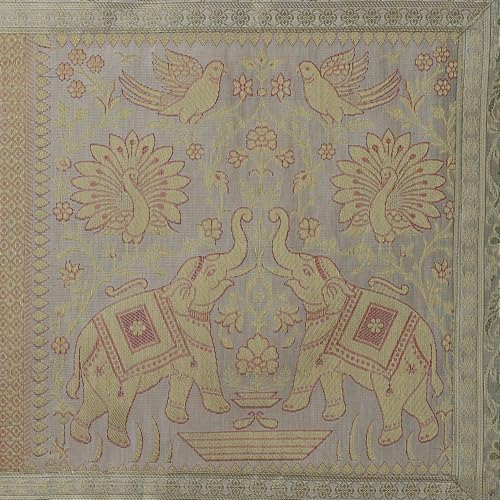 Image of Indian Traditional Decorative Silk Table Runner Kitchen Dining Good Luck Table Cloth for Wedding Bridal Birthday Party Decorations - 60x16 Inches (Golden)
