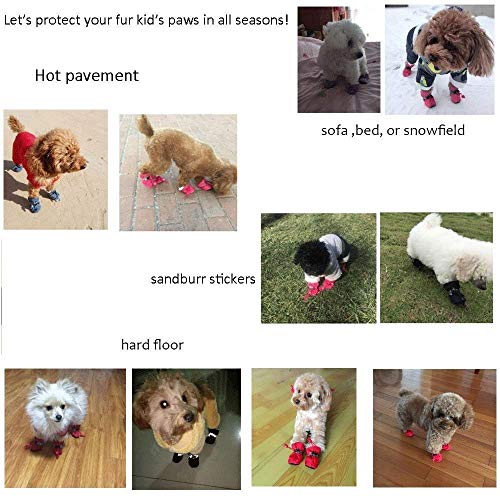 4 wasserdichte Hundeschuhe, schützende Hundeschuhe, rutschfeste Schuhe, Pfotenschutz, Stiefel für Haustiere, Katzen, Hunde, S, Schwarz