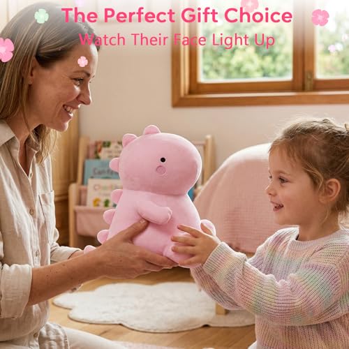 Image of VHYHCY Cute Dinosaur Plush Toys, Fat Dinosaur Stuffed Animals, Soft Plush Dino Plushie, Birthday Gifts for Kids Girls Boys Pink 8 inch