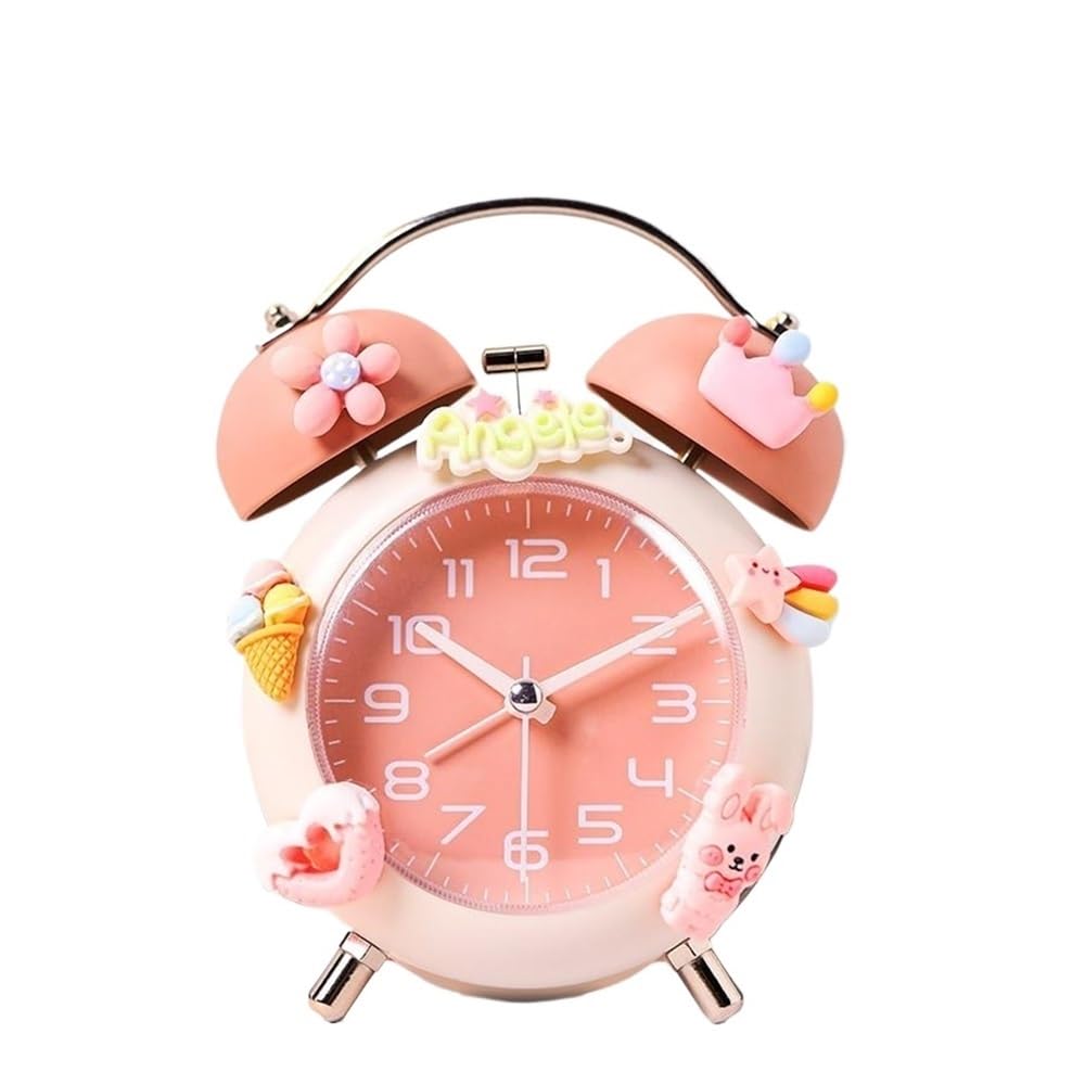 NIUHUAHUI Alarm Clock, Large alarm clock wake up creative students mechanical metal ringing mute night light bedroom desktop
