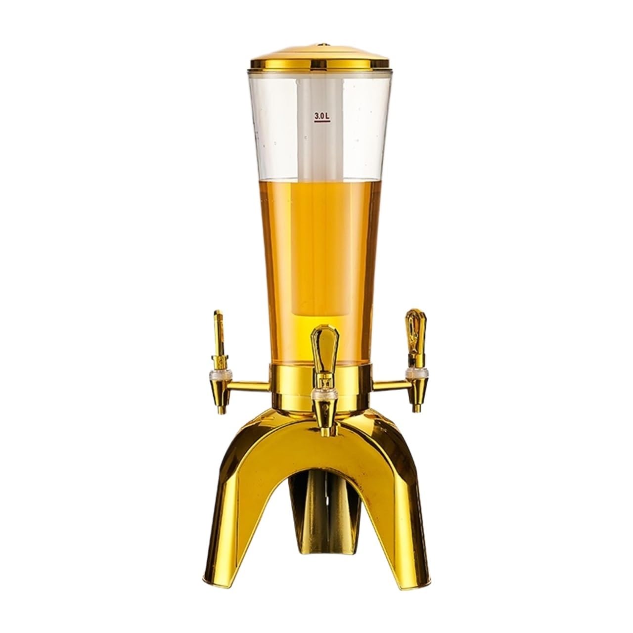 Spillatore Birra da Casa Distributore di Bevande A Torre da 3 L/100 Oz con Tubo del Ghiaccio E Tavolo Luminoso A LED Dispenser Bevande(Gold)