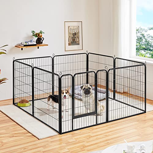 Yaheetech Welpenlaufstall 8 Gitter je 80 x 80 cm Freilaufgehege Welpenauslauf Hundelaufstall Tierlaufstall mit Tür für Hunde Wohnung & Garten