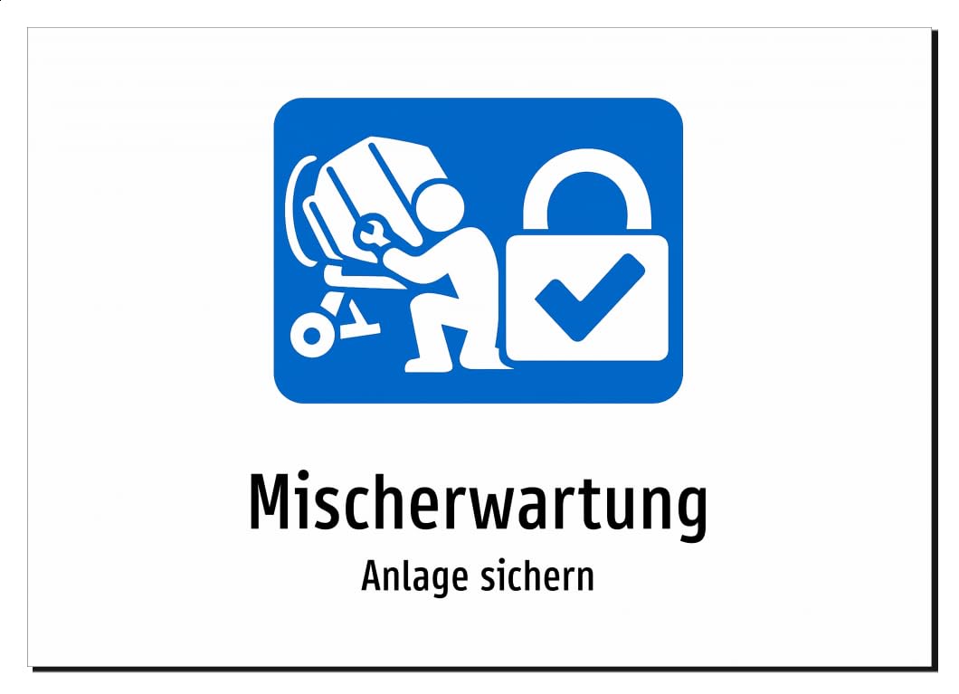 36771-DE-S-06 | Mischerwartung - Anlage sichern | Aluminiumschild A5, 210 x 148mm | mit Symbolgrafik und Text