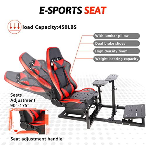 Gazzyt Flight Racing Simulator Cockpit Stand With Red Seat Fit For Logitech G29 G920 G923 X52 X56 Thrustmaster Hotas Race Car Seat Without Steering Wheel thumb #4