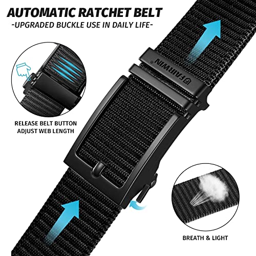 Fairwin Ratchet Belt 2 Pack Golf Belts For Men Adjustable Designer Western Mens Belts For Jeans Automatic Slide Buckle Black #TOP1