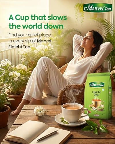 Image of Marvel Elaichi Tea 250gm, Handpicked Leaves & Natural Ground Cardamom From Assam & Darjeeling, Black Chai