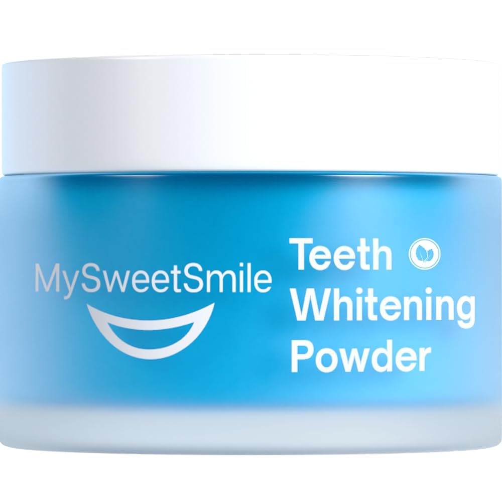 MySweetSmile Dentist-Approved Teeth Whitening Powder - IndyBest Award-Winner - Enamel-Safe & Sensitivity-Free - Cool Mint Flavour - Removes Years of Stains - 6 Month Teeth Whitener Supply