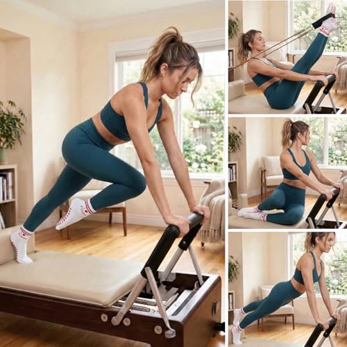 Image of Pilates Socks for Mother's Day,Women Pilates Heart Grip Socks Cuffs,Anti-Skid Cotton Grip for Ballet,Home,Studio 1Pair