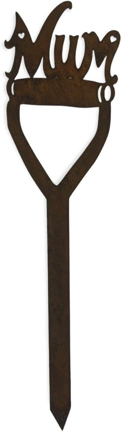 RUSTIC WAREHOUSE NORFOLK LIMITED Mum On A Spade Metal Garden Decoration for Mum, Mothers Day Present, Gardening Gift, Pot Decor, Garden Statue, Art, Feature, Sign, Ornament