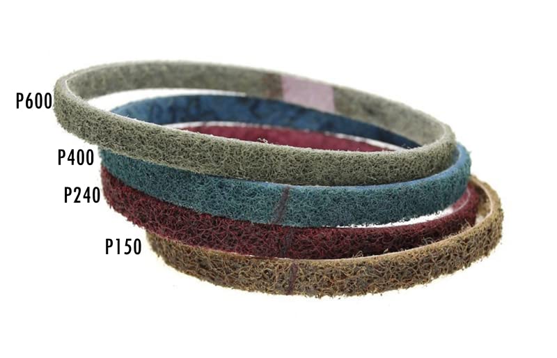 Lot de 10 bandes abrasives en nylon non tissé 330 x 10 mm pour ébavurage en acier inoxydable