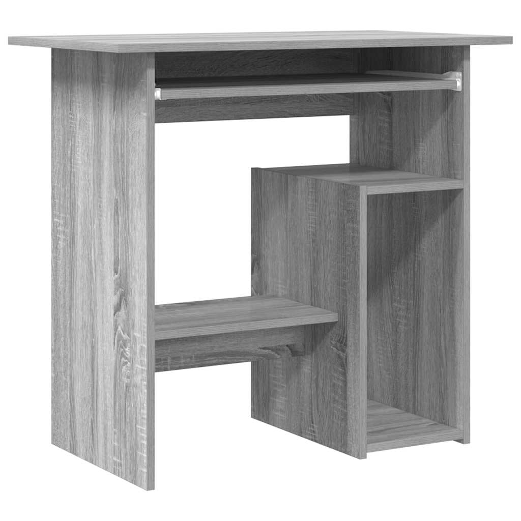 Scrivania grigia Sonoma 80 x 45 x 74 cm, resistente materiale in legno, compatta per computer per casa, ufficio, cameretta dei bambini e giochi, con ripiano per tastiera e scomparto per PC