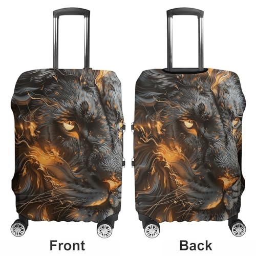 Lion with Fire Elastic Luggage Cover Suitcase Protector for 19-32 Inch Suitcases | Universal Stretchable Travel Bag Cover | Anti-Scratch, Washable with Zipper Closure L3