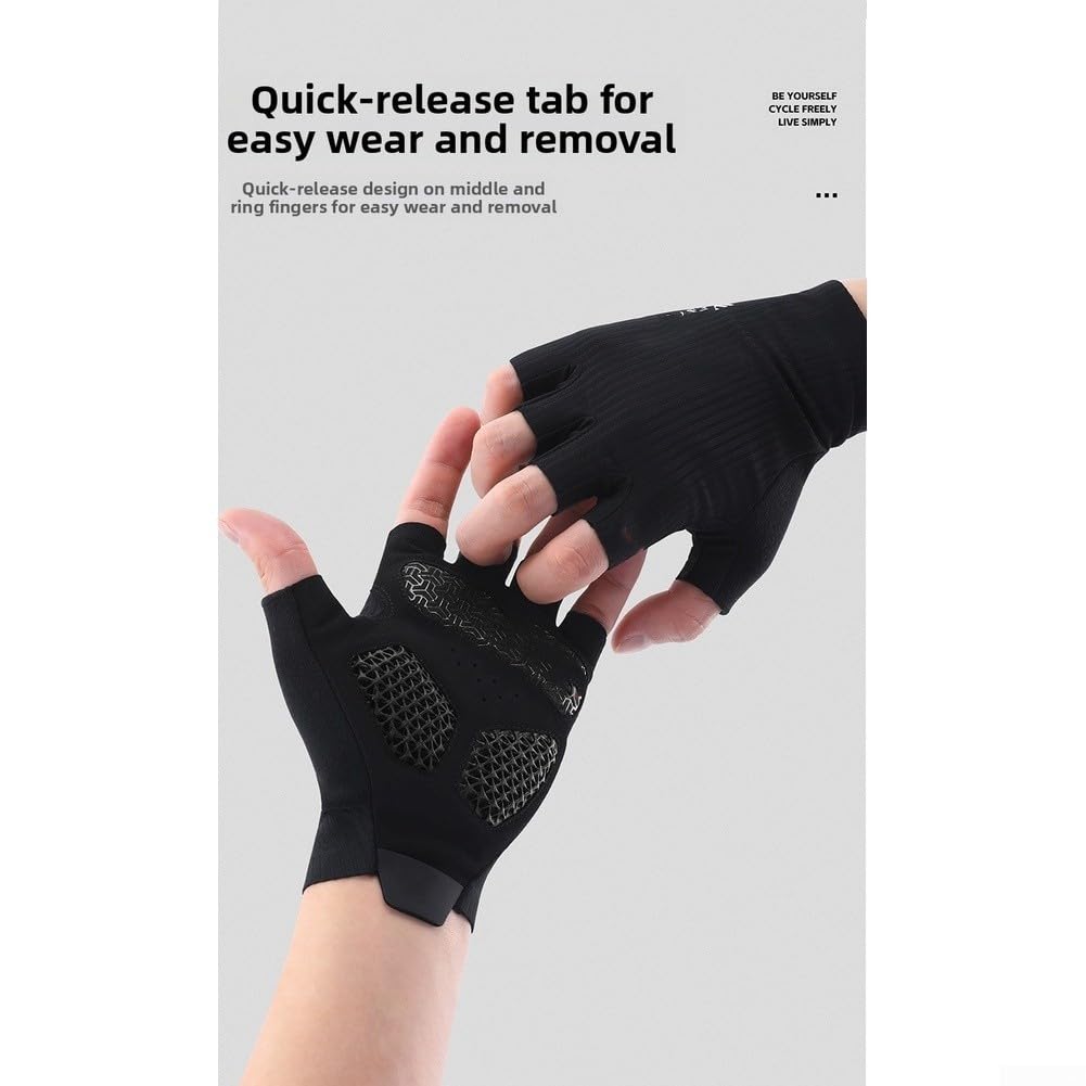 Guanti da ciclismo a mezze dita, antiurto, con cuscinetti in gel stampati in 3D, palmo in silicone antiscivolo e pollice anti-sudore, per uomini e donne