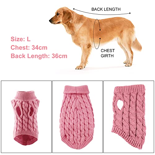 1-Stück Strickpullover Jacke für Hunde, Warme Hundepullover für den Winter, Rosa (L)