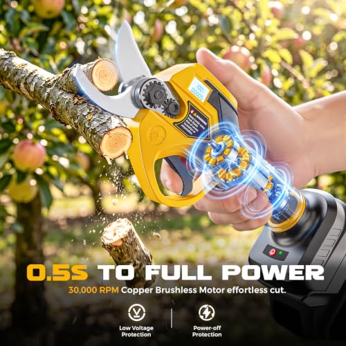 MtiolHig 4-in-1 Electric Pruning Shears Compatible with DeWalt 20V Battery 30mm Cut for Branches & Pipes, 0.5s Response, 2-Speed Trigger, LCD Display, 9 Blades + Whetstone (Tool Only) - Image 5