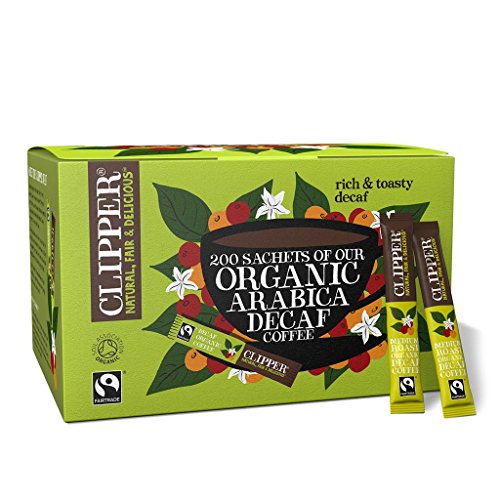 Clipper Fairtrade Organic Medium Roast Decaf Arabica Instant Coffee 200 Sachets,Green