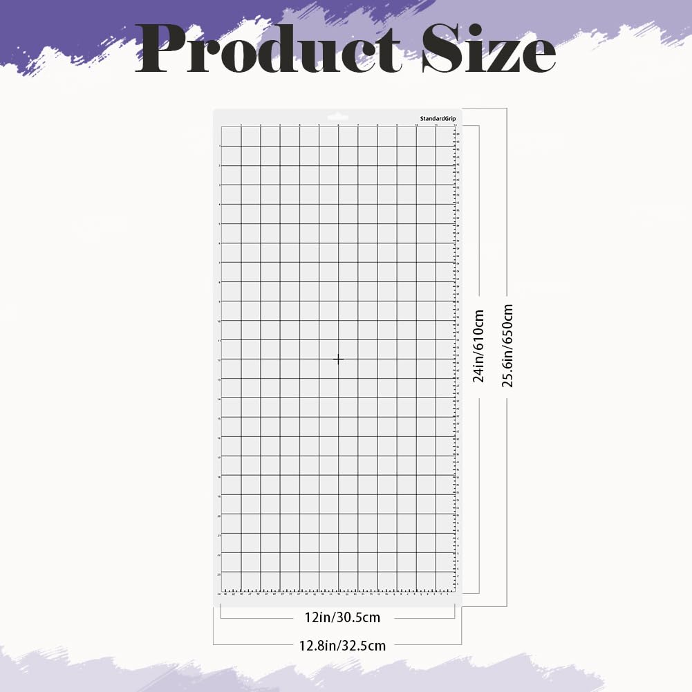 6 Uds Tapete de Corte 12x24" para Silhouette Cameo 5/4/3/2/1, Adhesivo Agarre Light/Standard/Strong/FabricGrip, 30x60cm Alfombrilla de Repuesto Vinilo Antideslizante y Duradera con Rasqueta