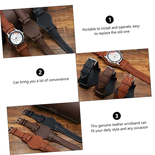 Vintage Leather Tray Wristband for Watches Metal Design Durable Easy to Install Classic Style present3