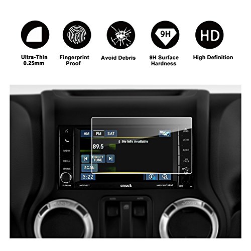 2014-2018 Wrangler 6.5-Inch Media Center Uconnect Car Navigation Screen Protector, RUIYA HD Clear Tempered Glass Car in-Dash Screen Protective Film
