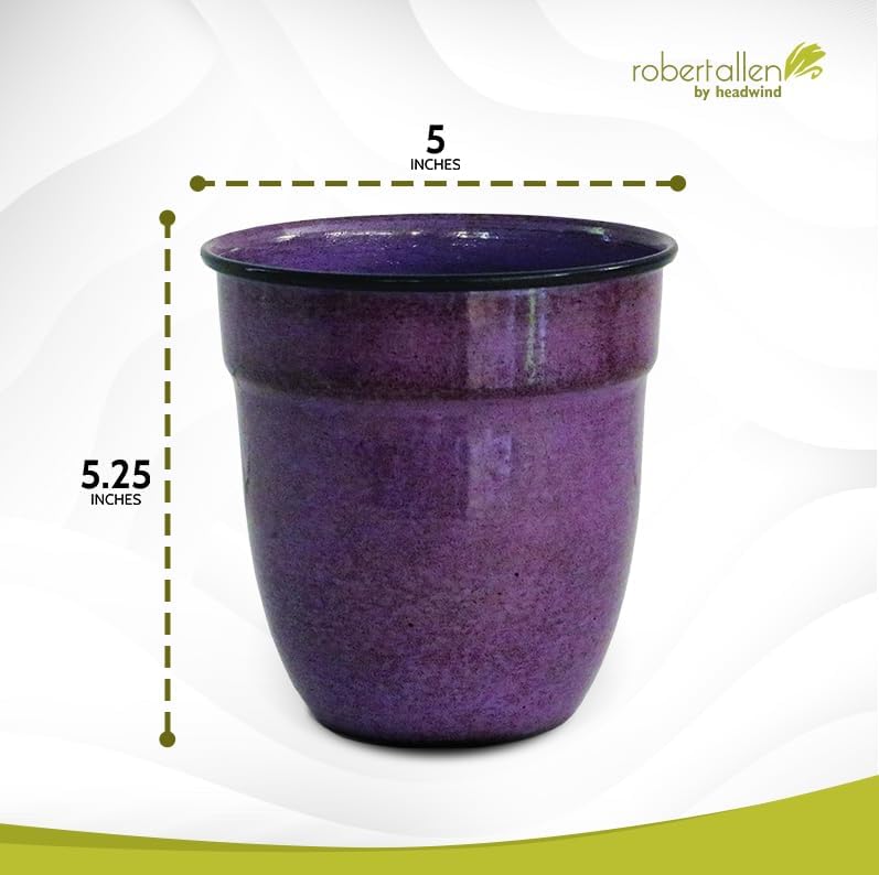 Miniatura 2 de Headwind Robert Allen Mini Venti-Plum de 5 pulgadas, maceta de metal duradera, tapón de drenaje incluido, acero reciclado, triple capa, ligera,