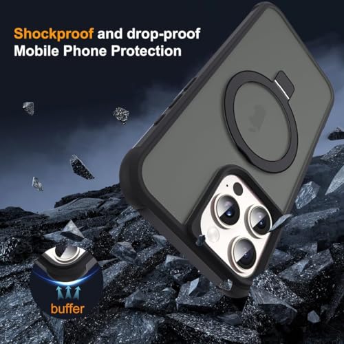 Image of iPhone 16 pro Max Magsafe Stand Case | Matte Design & 360 Protection | Military-Grade Apple iPhone 16 pro Max Cover | Ultra Premium - Black