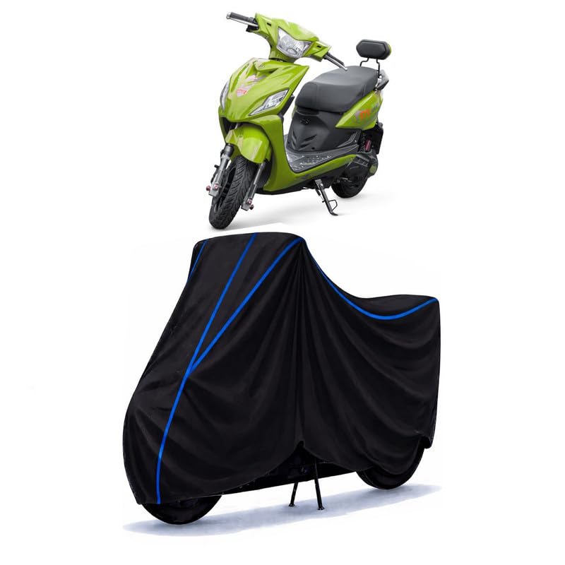 Image of Scooty Cover Water Resistant for YObykes Edge DX | Universal Scooter & Bike Cover | Heavy Duty UV Dust, Rain & Scratch Protection | Elastic Fit All Weather Indoor Outdoor | Black with Blue Piping