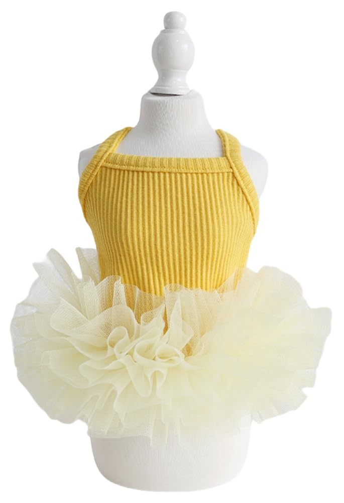 Furbabycare Elegant Princess Dress Tutu Queen Style with Bowknot for Small, Extra Small Dog Teddy, Pug, Chihuahua, Shih Tzu, Yorkshire Terriers A-Yellow S