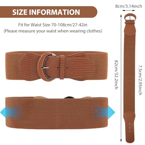Women Wide Elastic Belt, Stretch Waist Belt Vintage Chunky Waistband Ladies Stretchy Belt for Dresses Jeans4