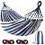 MOSFiATA Hammocks Portable Camping Hammock Upgraded 550lb Comfortable Fabric Hammock with Two Anti Roll Balance Beam and Sturdy Metal Knot Tree Straps for Camping, Patio, Backyard, Outdoor(Blue White)