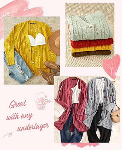 Merokeety Women's Casual Long Sleeve Open Front Cardigan Sweater Solid Color Button V Neck With Pockets,Blue,M #TOP13