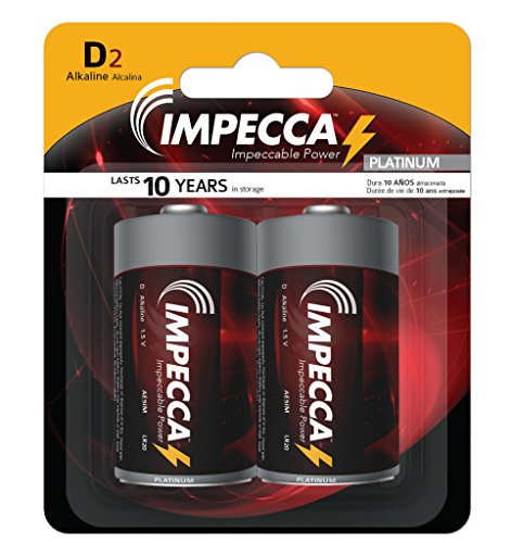 Impecca D Alkaline Batteries, High Performance 1.5 Volt LR20, Size D Battery, 2 Pack