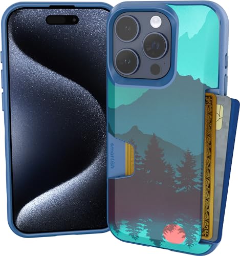 Smartish iPhone 15 Pro Wallet Case - Wallet Slayer Vol. 1 [Slim + Protective] Credit Card Holder - Drop Tested Hidden Credit Card Slot Cover for Apple iPhone 15 Pro - Moving Mountains