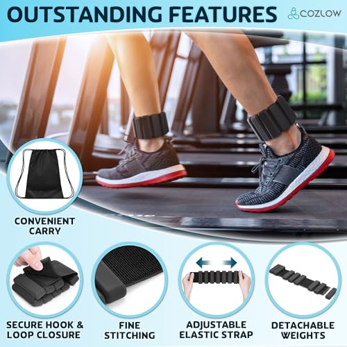 COZLOW Poids pour Chevilles et Poignets pour Hommes et Femmes (Lot de 2, 0,45 kg chacun), Bandes d'entraînement en Silicone pour Le Yoga, la Danse, la Course et la Gym – Image 6