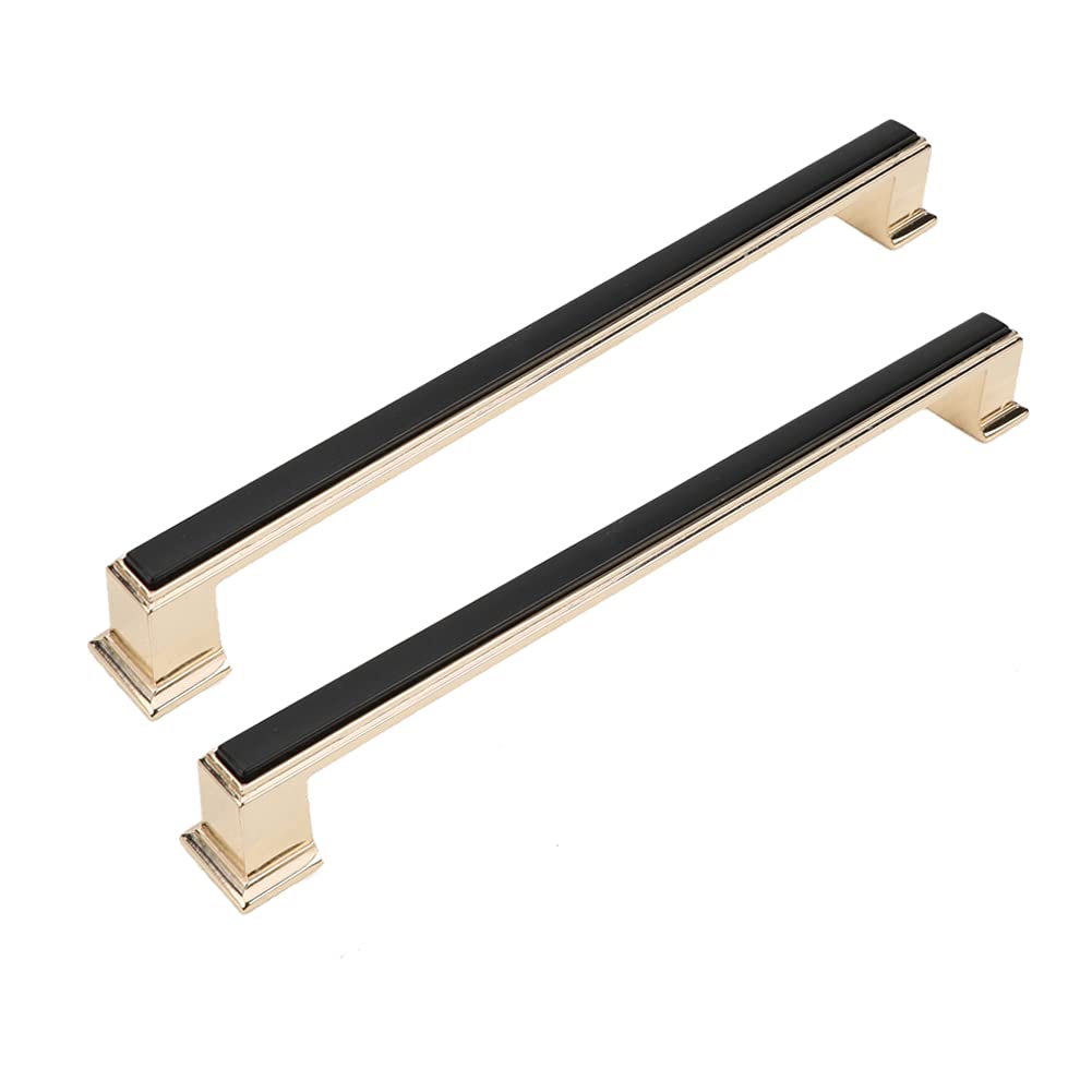 VOPLIVAT Kitchen Cupboard Handles, Zinc Alloy Bow Pull Handle 2pcs Black Gold 96mm Cabinet Drawer(E192mm)